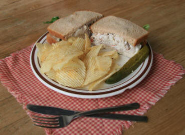 My Just Desserts, half-pound chicken salad sandwich